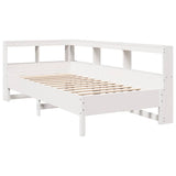 Lit bibliothèque sans matelas blanc 75x190cm bois de pin massif