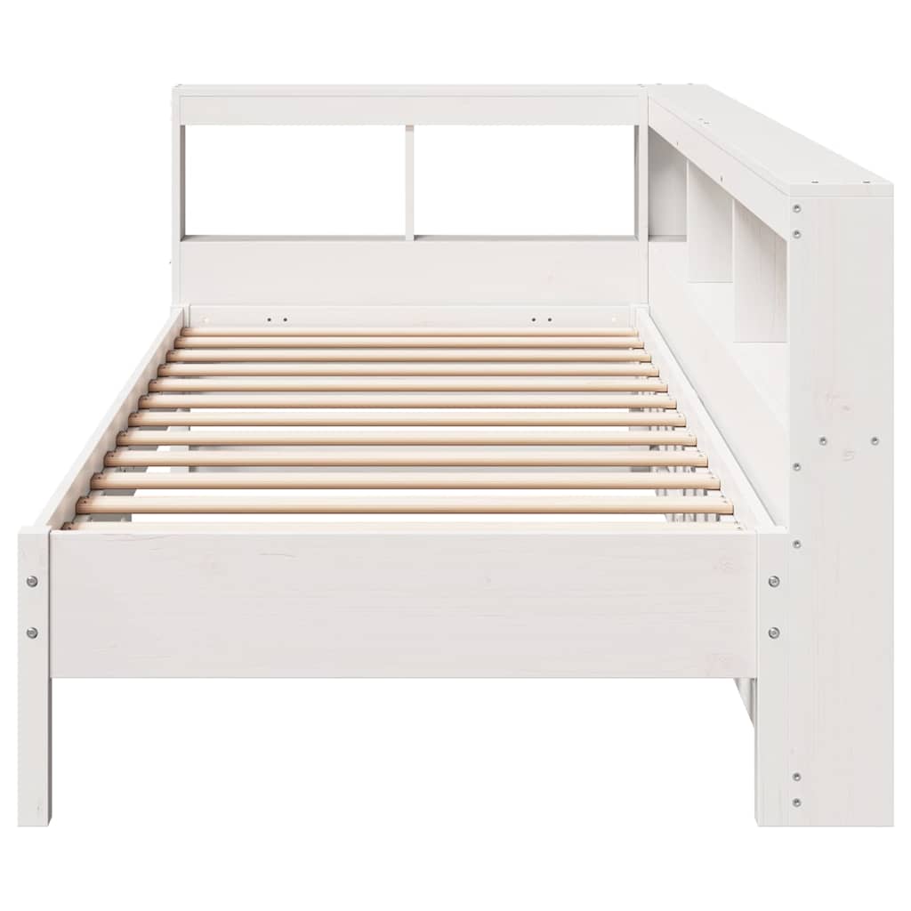 Lit bibliothèque sans matelas blanc 75x190cm bois de pin massif