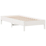 Lit bibliothèque sans matelas blanc 75x190cm bois de pin massif