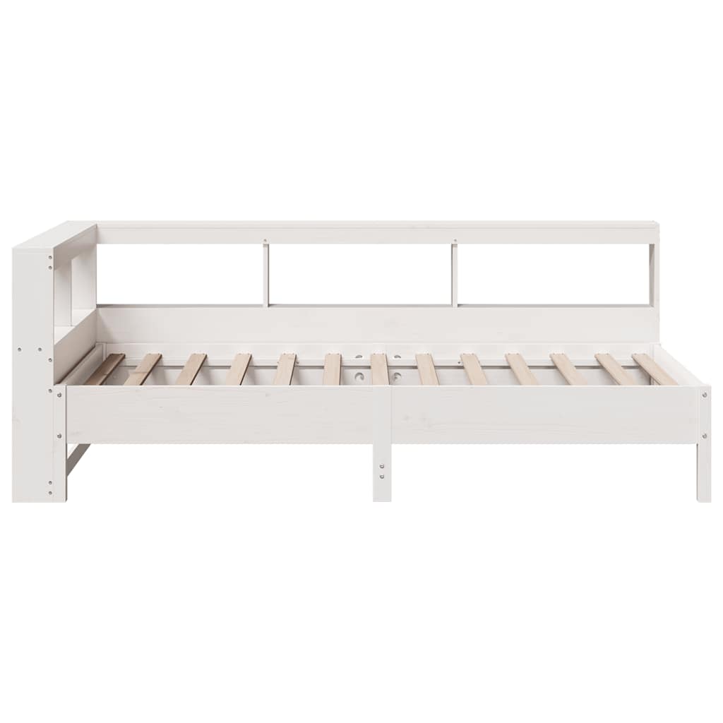 Lit bibliothèque sans matelas blanc 75x190cm bois de pin massif