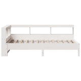 Lit bibliothèque sans matelas blanc 75x190cm bois de pin massif