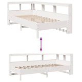 Lit bibliothèque sans matelas blanc 75x190cm bois de pin massif