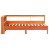 Lit bibliothèque sans matelas cire marron 75x190 cm pin massif