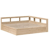 Lit bibliothèque sans matelas 200x200 cm bois massif de pin