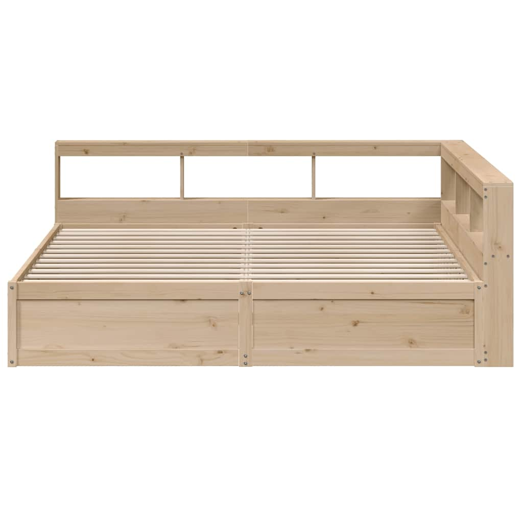 Lit bibliothèque sans matelas 200x200 cm bois massif de pin