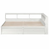 Lit bibliothèque sans matelas blanc 200x200 cm bois pin massif