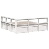 Lit bibliothèque sans matelas blanc 200x200 cm bois pin massif