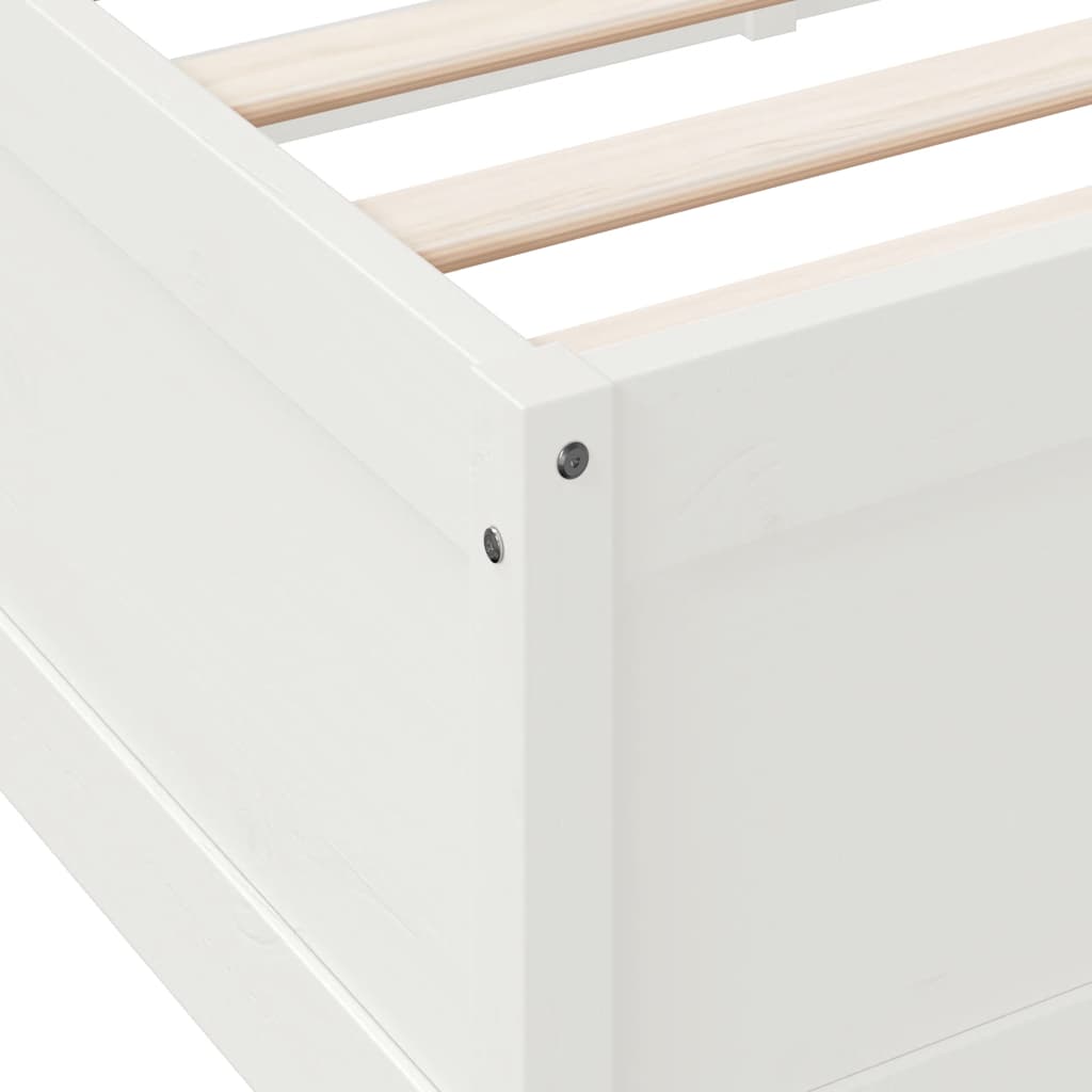 Lit bibliothèque sans matelas blanc 200x200 cm bois pin massif