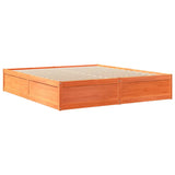 Lit bibliothèque sans matelas cire marron 200x200 cm pin massif