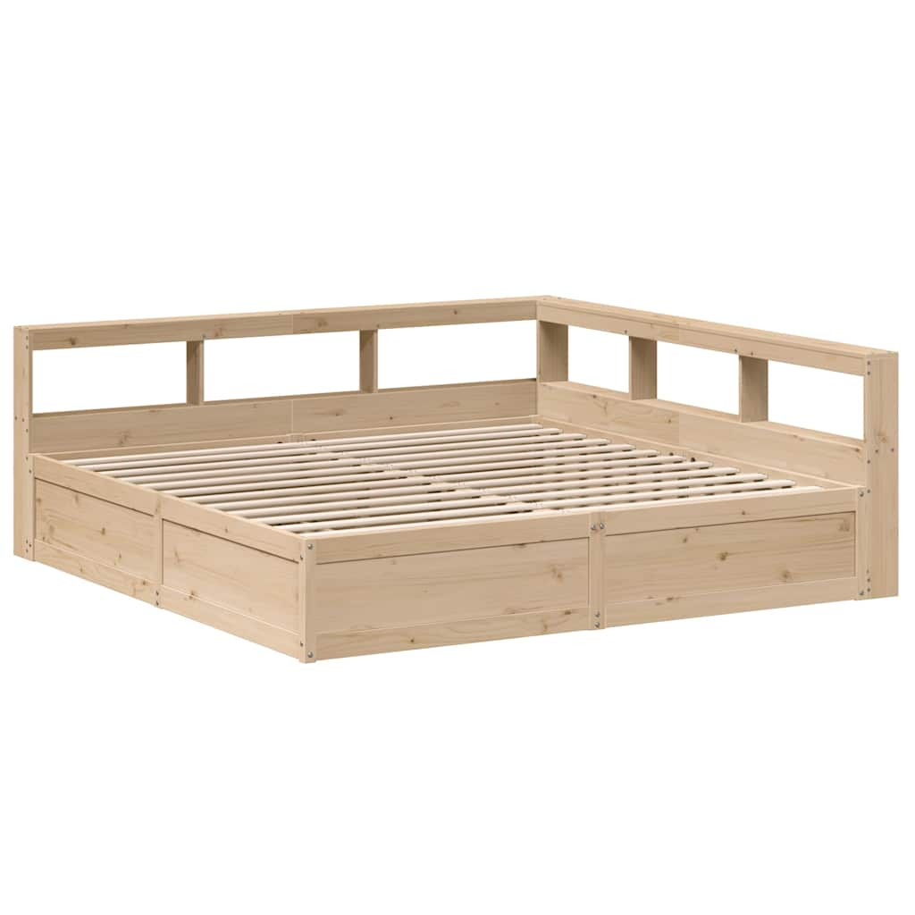 Lit bibliothèque sans matelas 180x200 cm bois massif de pin