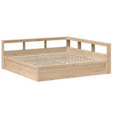 Lit bibliothèque sans matelas 180x200 cm bois massif de pin