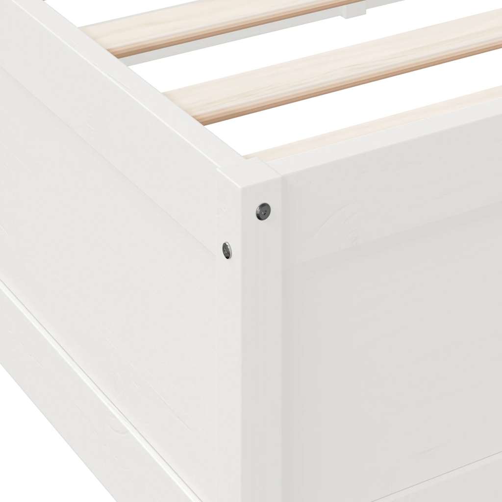 Lit bibliothèque sans matelas blanc 180x200 cm bois pin massif