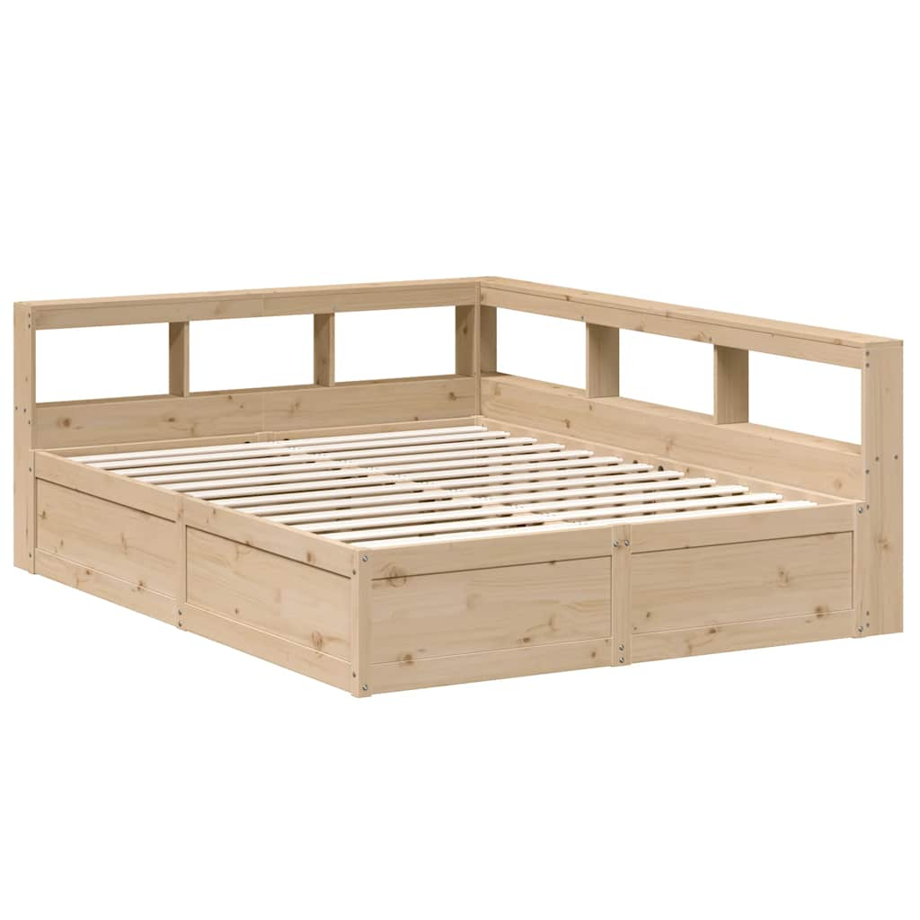 Lit bibliothèque sans matelas 160x200 cm bois massif de pin