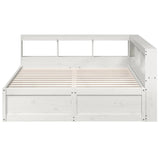 Lit bibliothèque sans matelas blanc 160x200 cm bois pin massif