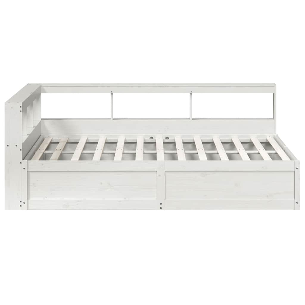 Lit bibliothèque sans matelas blanc 160x200 cm bois pin massif