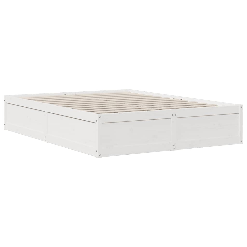 Lit bibliothèque sans matelas blanc 160x200 cm bois pin massif