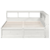 Lit bibliothèque sans matelas blanc 150x200 cm bois pin massif