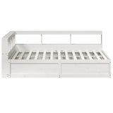 Lit bibliothèque sans matelas blanc 150x200 cm bois pin massif