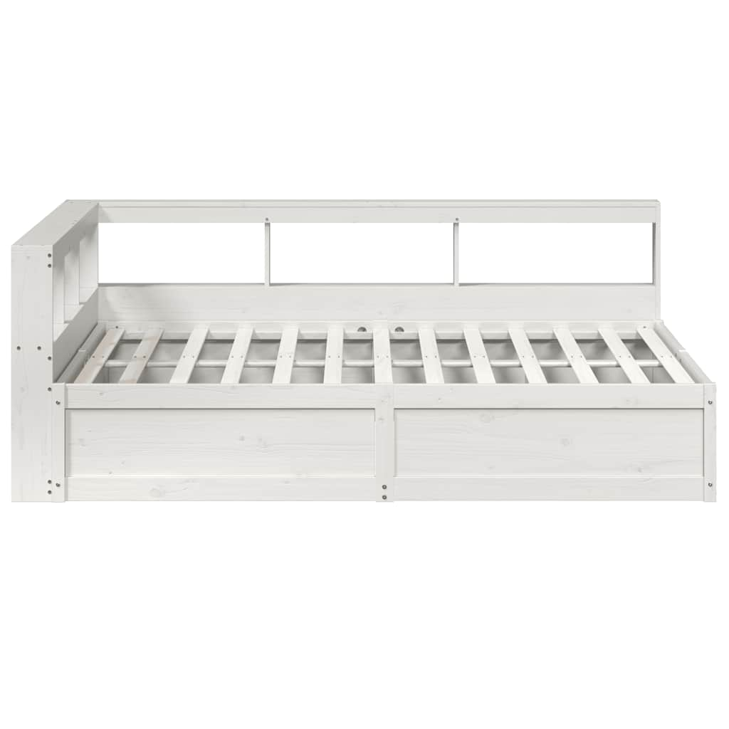 Lit bibliothèque sans matelas blanc 140x200 cm bois pin massif