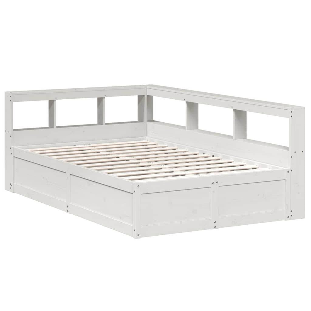 Lit bibliothèque sans matelas blanc 120x200 cm bois pin massif