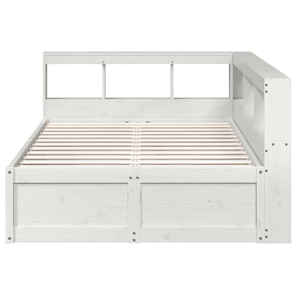 Lit bibliothèque sans matelas blanc 120x200 cm bois pin massif