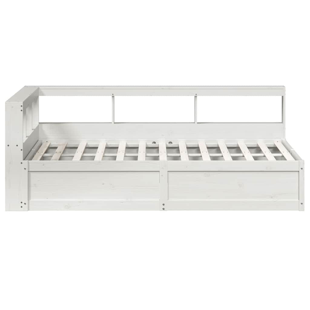 Lit bibliothèque sans matelas blanc 120x200 cm bois pin massif