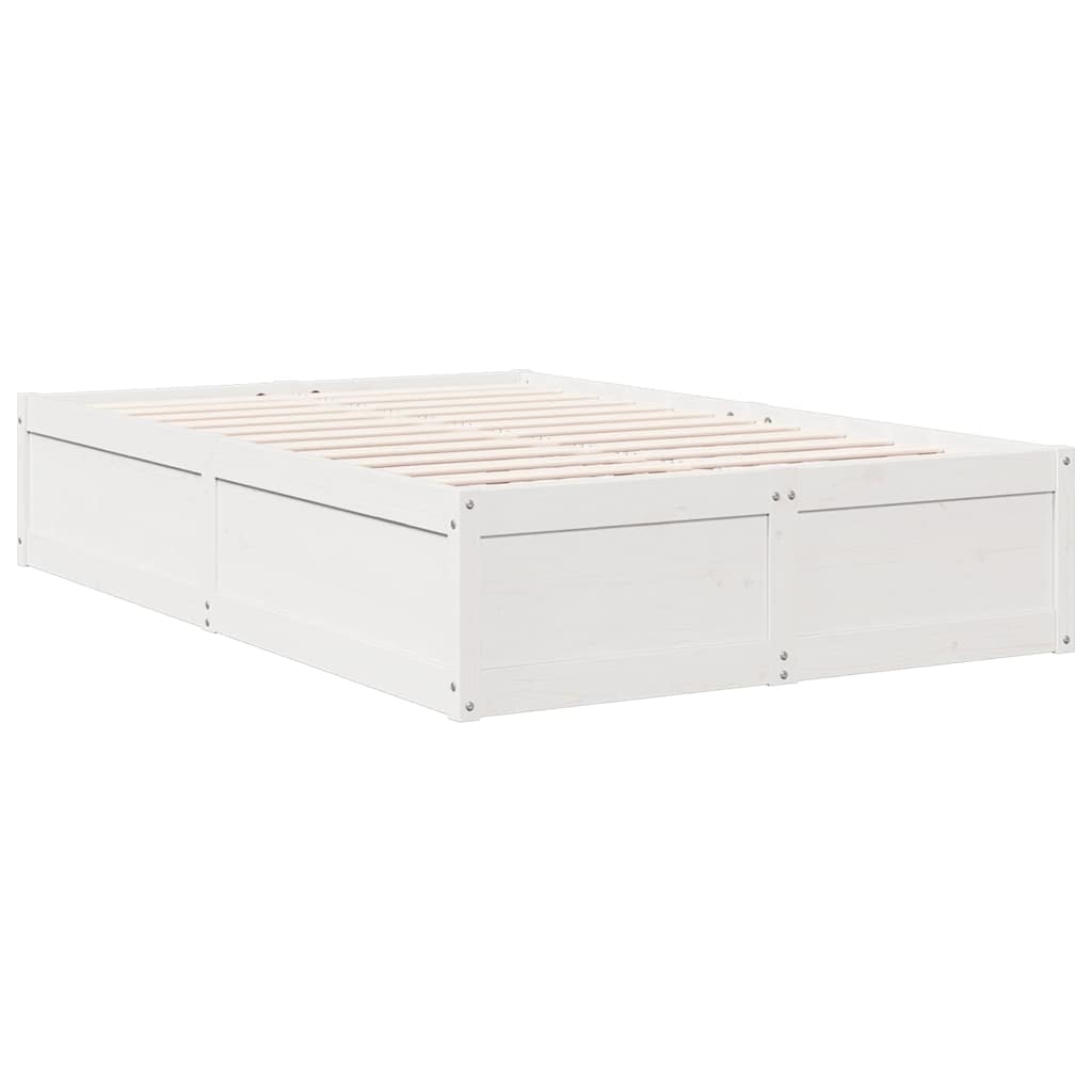 Lit bibliothèque sans matelas blanc 120x200 cm bois pin massif