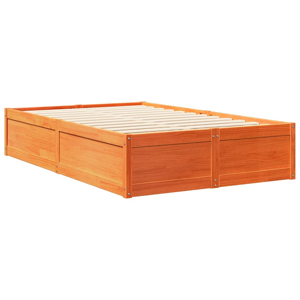 Lit bibliothèque sans matelas cire marron 120x200 cm pin massif