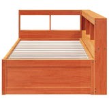 Lit bibliothèque sans matelas cire marron 100x200 cm pin massif