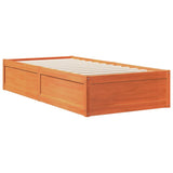 Lit bibliothèque sans matelas cire marron 100x200 cm pin massif