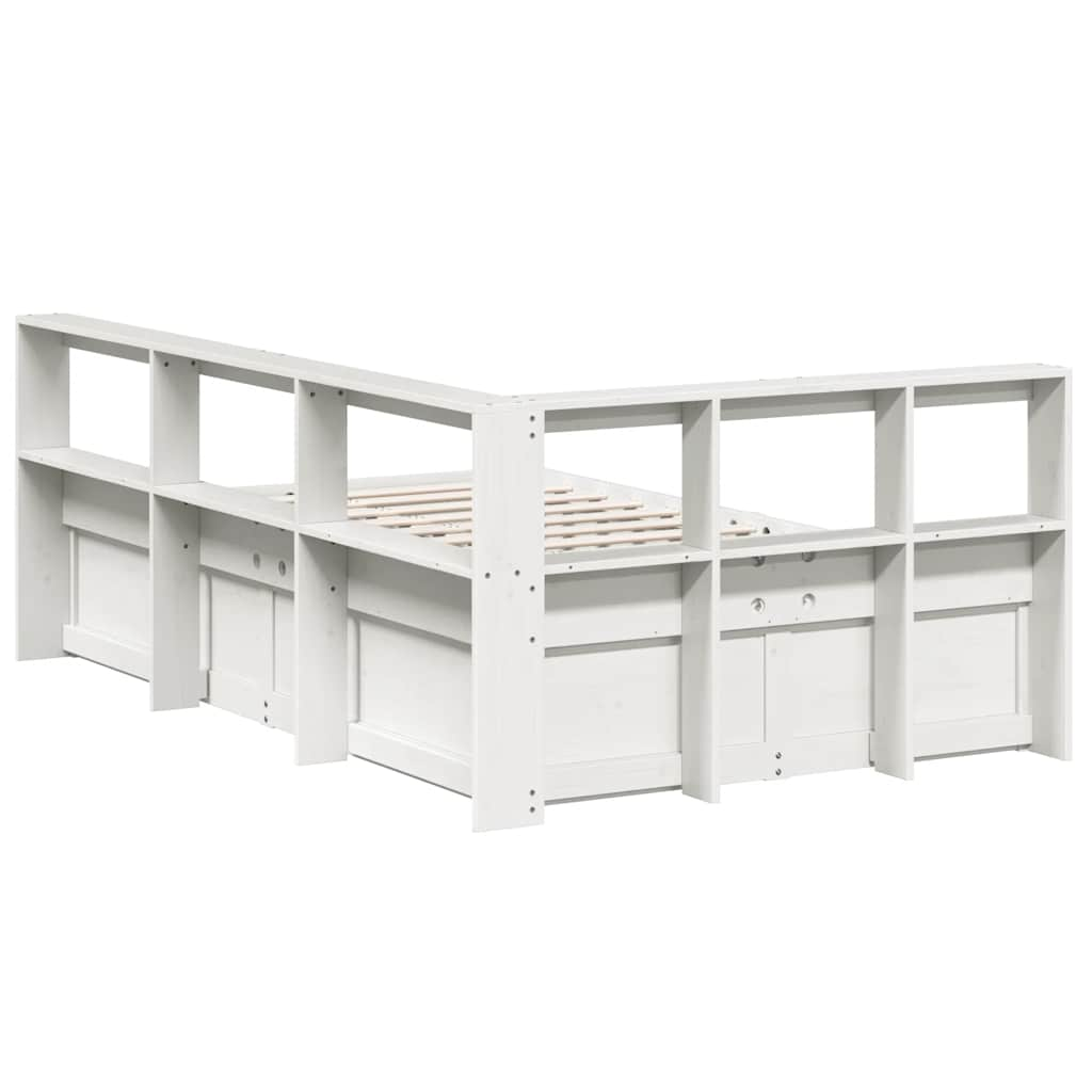 Bookcase bed without white mattress 140x190 cm solid pine wood