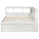 Lit bibliothèque sans matelas blanc 135x190 cm bois pin massif