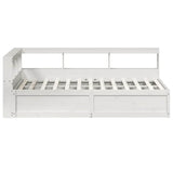 Lit bibliothèque sans matelas blanc 135x190 cm bois pin massif