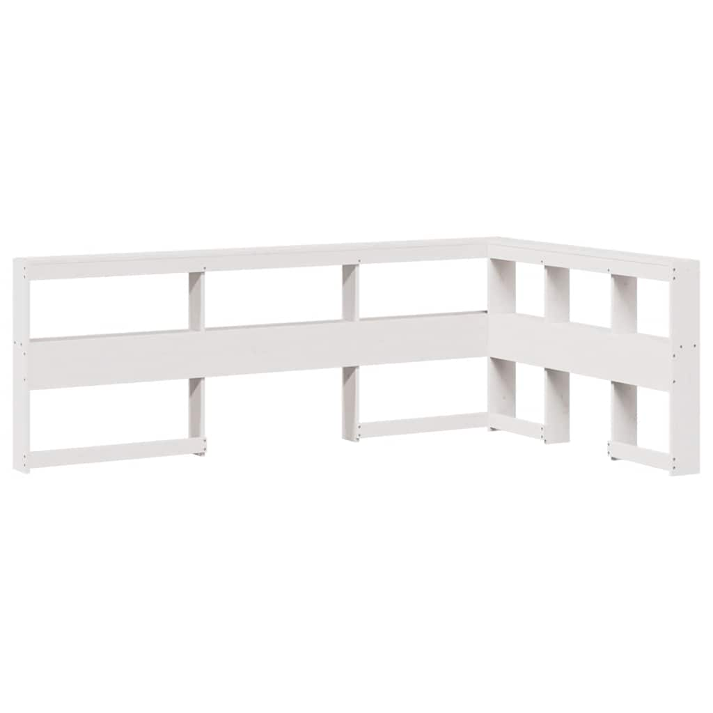 Lit bibliothèque sans matelas blanc 135x190 cm bois pin massif