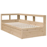 Lit bibliothèque sans matelas 90x190 cm bois de pin massif