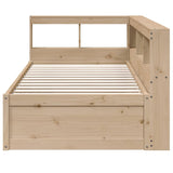 Lit bibliothèque sans matelas 90x190 cm bois de pin massif