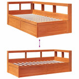 Lit bibliothèque sans matelas cire marron 90x190 cm pin massif