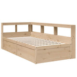 Lit bibliothèque sans matelas 75x190 cm bois de pin massif