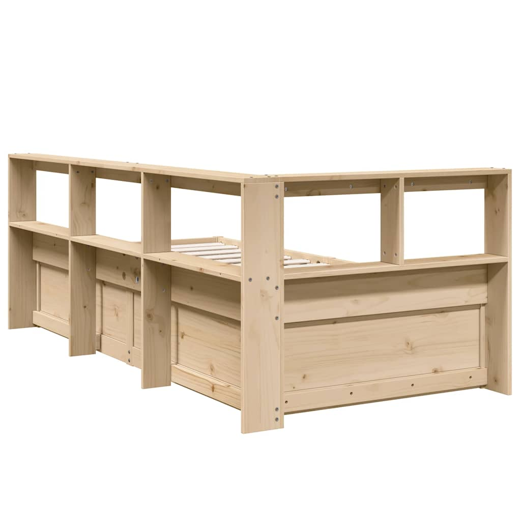 Lit bibliothèque sans matelas 75x190 cm bois de pin massif