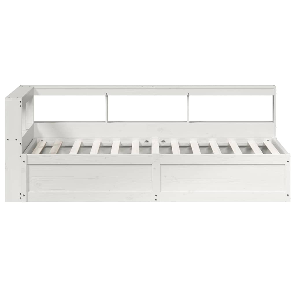 Lit bibliothèque sans matelas blanc 75x190cm bois de pin massif