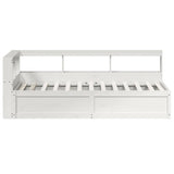 Lit bibliothèque sans matelas blanc 75x190cm bois de pin massif