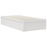 Lit bibliothèque sans matelas blanc 75x190cm bois de pin massif