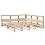 Lit bibliothèque sans matelas 200x200 cm bois massif de pin