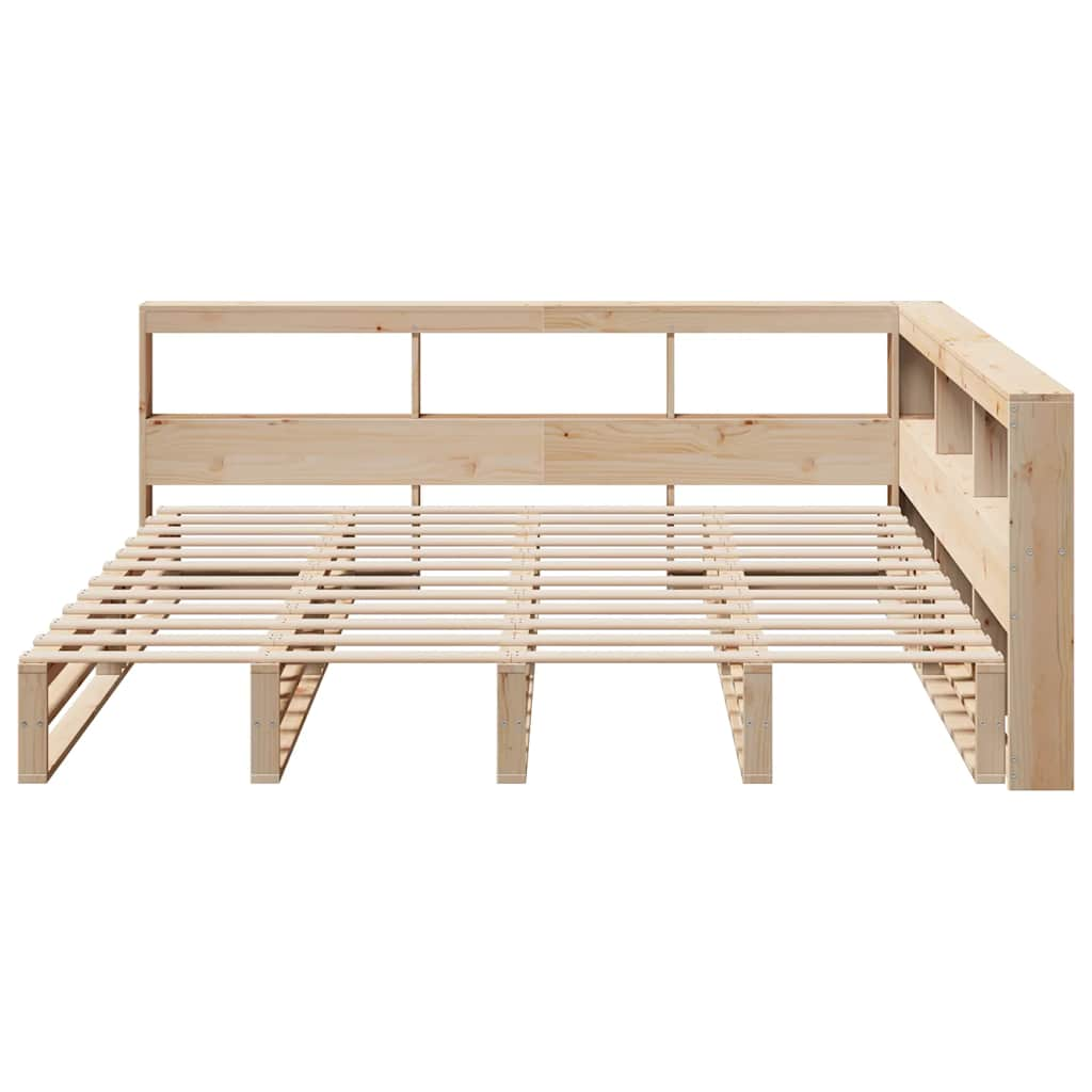 Lit bibliothèque sans matelas 200x200 cm bois massif de pin