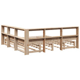 Lit bibliothèque sans matelas 200x200 cm bois massif de pin