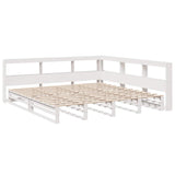 Lit bibliothèque sans matelas blanc 200x200 cm bois pin massif