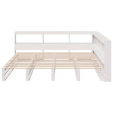 Lit bibliothèque sans matelas blanc 200x200 cm bois pin massif