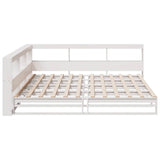 Lit bibliothèque sans matelas blanc 200x200 cm bois pin massif