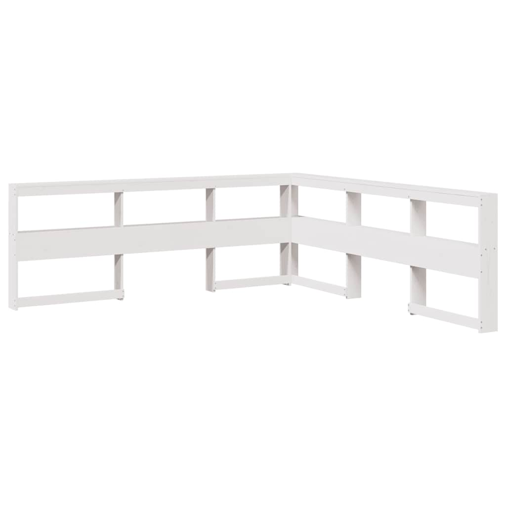 Lit bibliothèque sans matelas blanc 200x200 cm bois pin massif