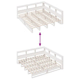 Lit bibliothèque sans matelas blanc 200x200 cm bois pin massif